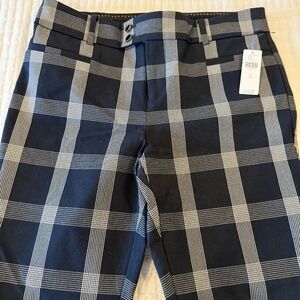 NWT Anthropologie Ankle Length Black and White Plaid Pants - size 10
